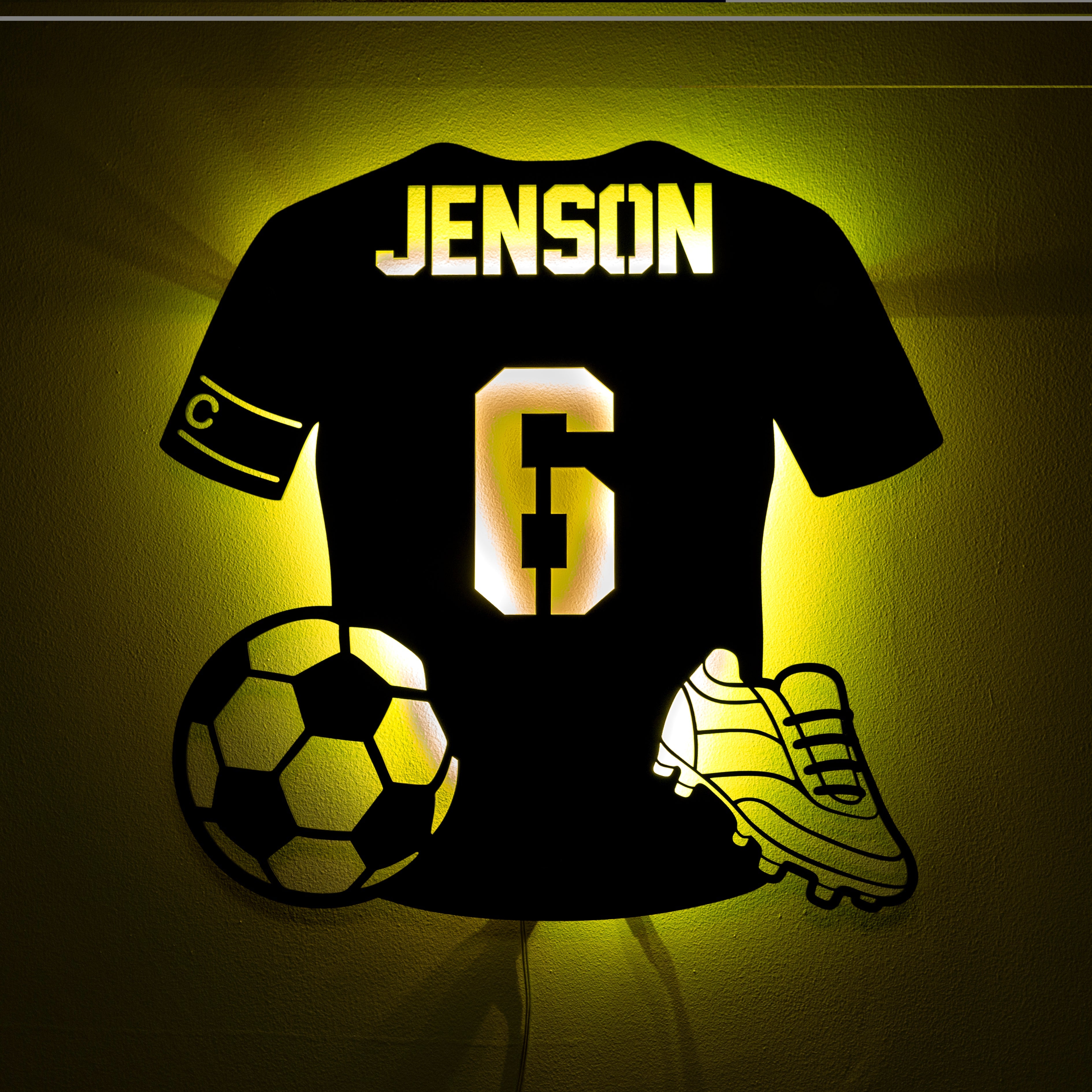 Acrylic football wall sign rear lit by LED's