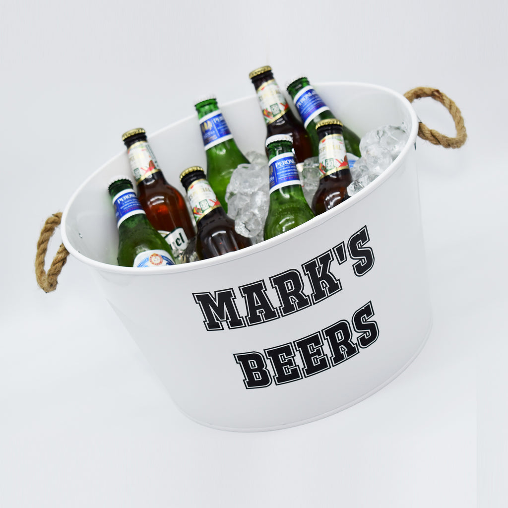 Beer Bucket - Large White with Rope Handles