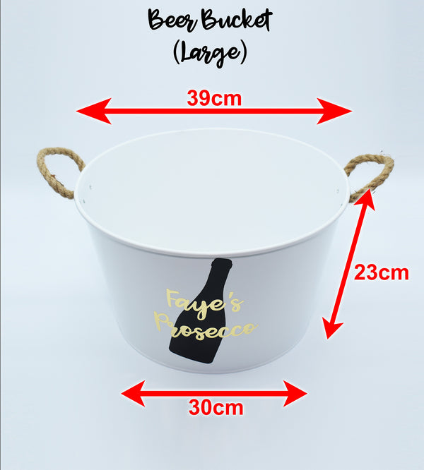 Beer Bucket - Large White with Rope Handles