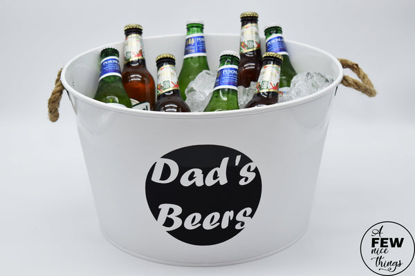 Dads Beer Bucket - Large White With Rope Handles