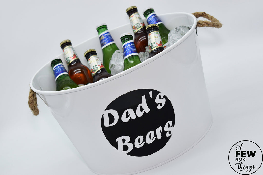Dads Beer Bucket - Large White With Rope Handles