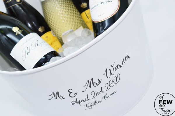Champagne Bucket - Large White With Rope Handles