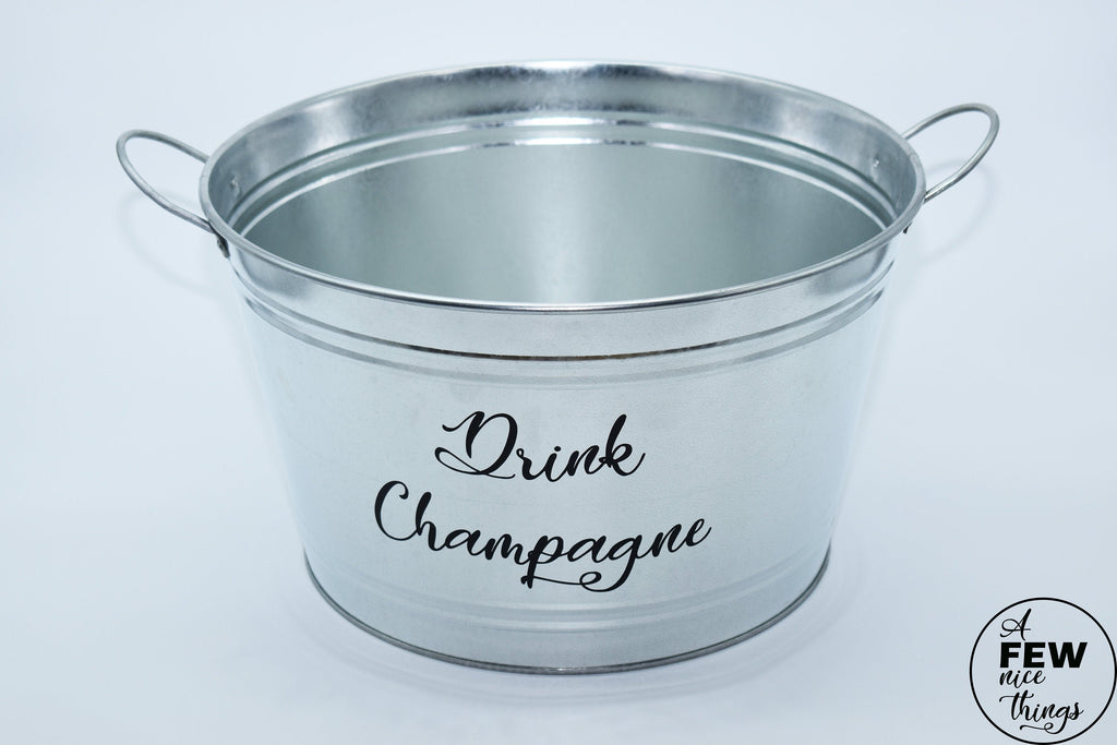 Champagne Bucket - Large Silver With Metal Handles